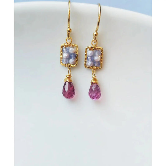 Multi Purples Box Earrings