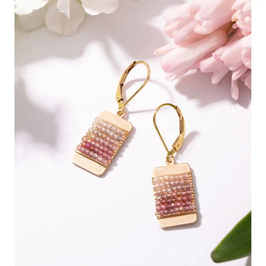 Multi Spinel Ombre Beaded Tab Earrings