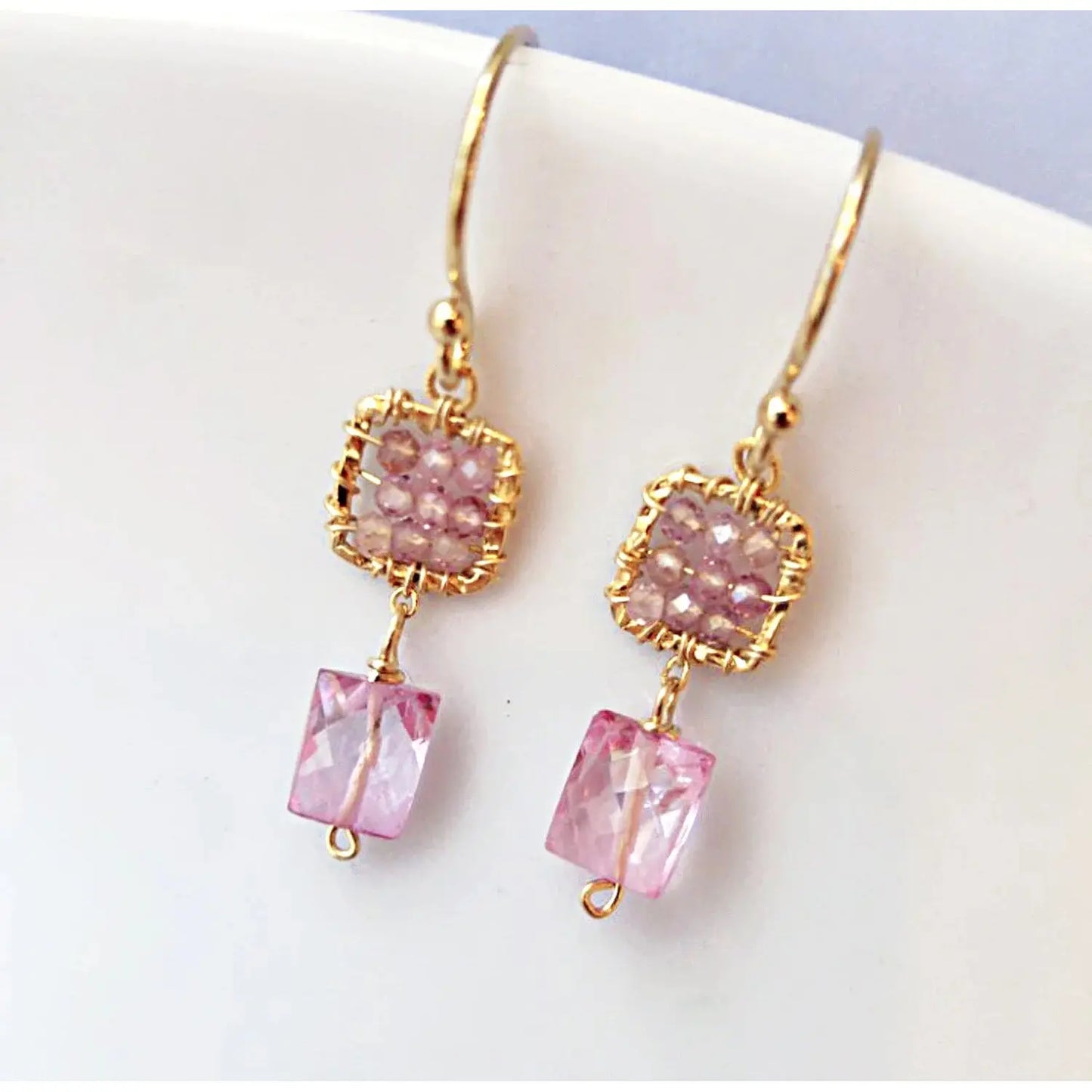 Multi Spinel and Pink Topaz Drop Earrings
