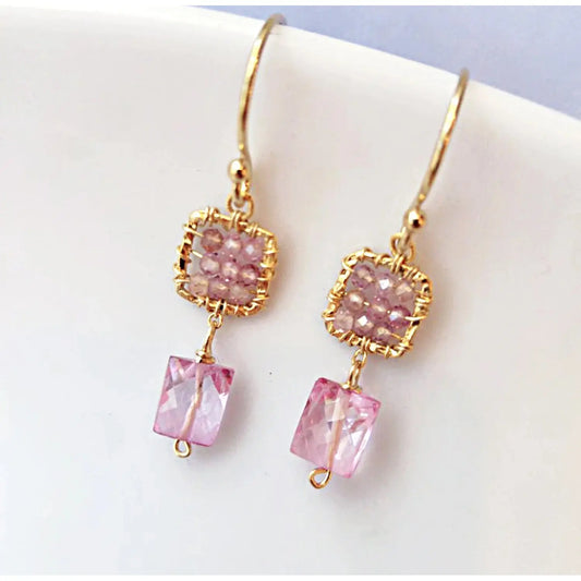 Multi Spinel and Pink Topaz Drop Earrings