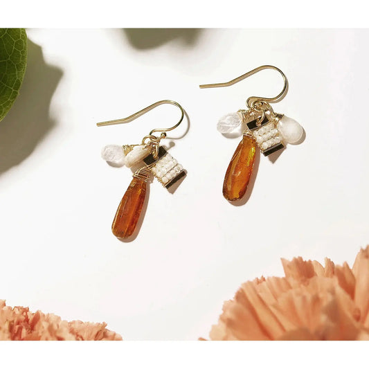 Orange Kynite Cluster Earrings