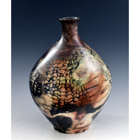 Ron Mello One-of-a-Kind Burnished Sagger Fired Ceramic Bottle B137