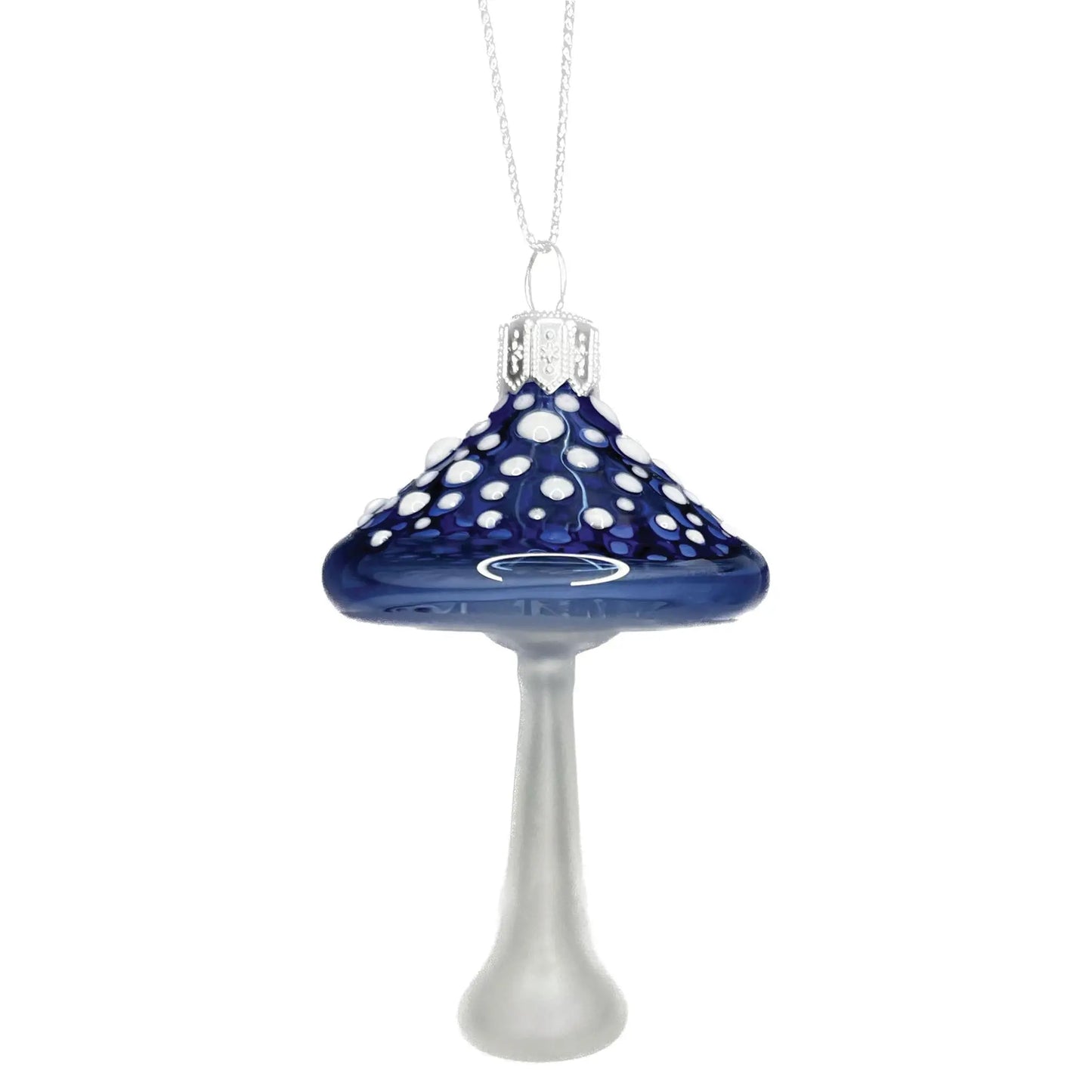 Glass Blue Mushroom Ornament