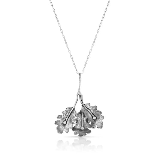 Silver Gardens Design Three Oak Leaf Necklace