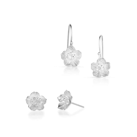 Sterling Silver Cherry Blossom Earrings In Post or Wire