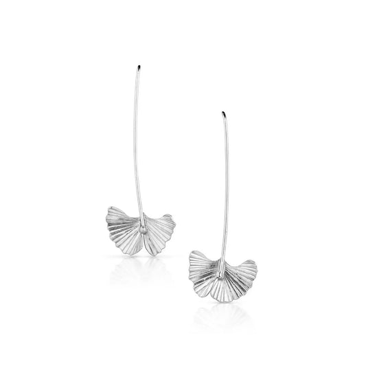 Sterling Silver Gingko Earrings in Three Sizes