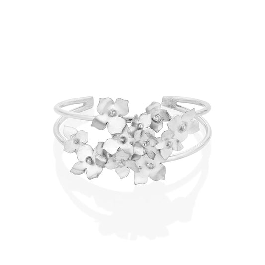 Sterling Silver Hydrangea Cuff Bracelet