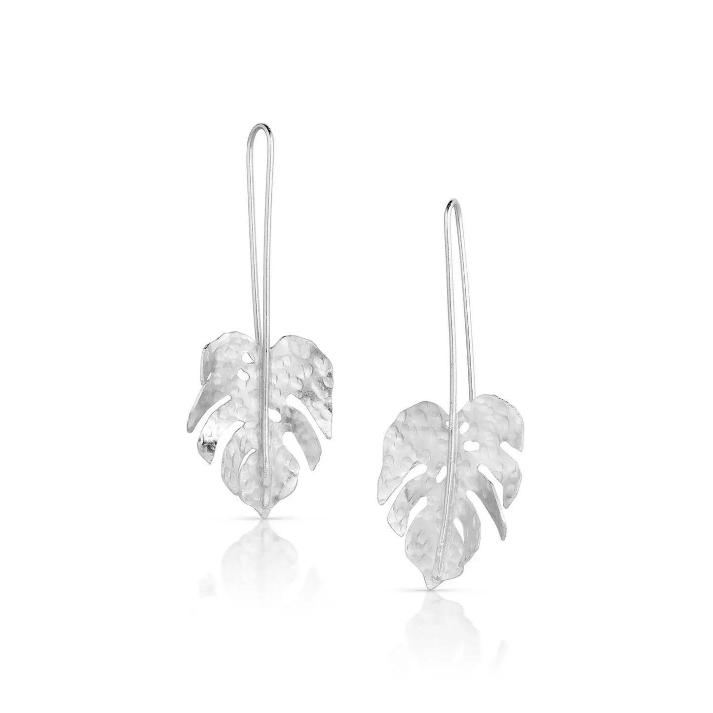 Sterling silver Monstera Dangle Earrings in Two Sizes