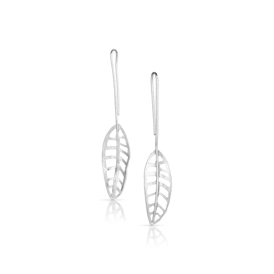 Sterling Sivler Plumeria leaf Drop Earrings in Two Sizes