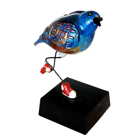 Steven McGovney Blue Bird Whimsical Artistic Hand Crafted Bird Sculptures