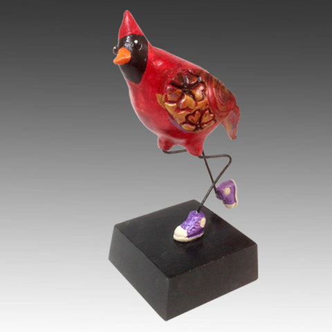 Steven McGovney Cardinal Chick Whimsical Artistic Hand Crafted Bird Sculptures