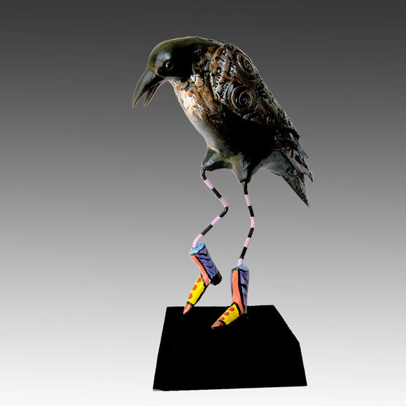 Steven McGovney DoWop Raven Whimsical Artistic Hand Crafted Bird Sculptures