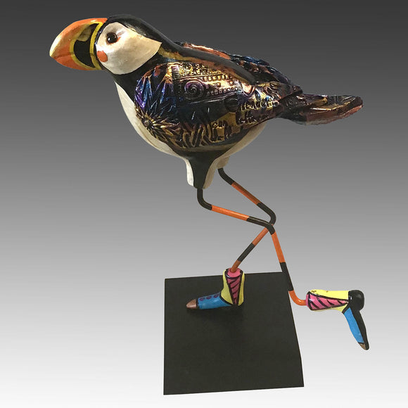 Puffin Handmade Ceramic Bird Sculpture by Steven McGovney