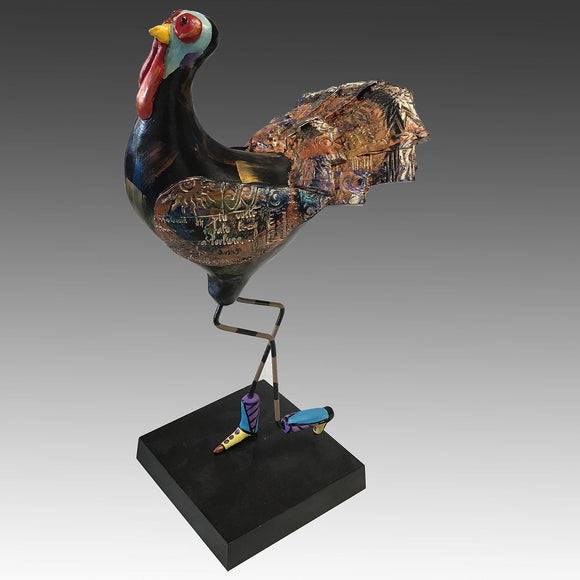 Turkey Handmade Ceramic Bird Sculpture by Steven McGovney