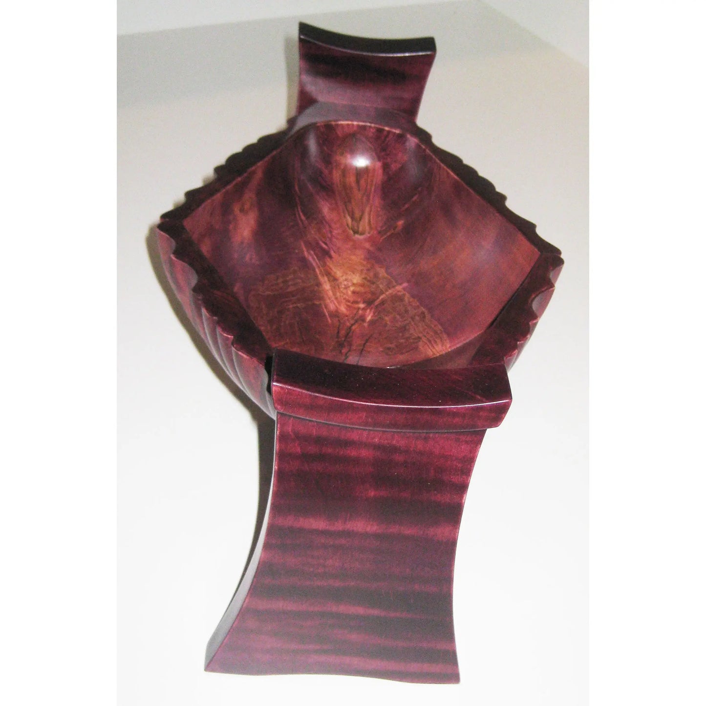 Tom Perez Turned Curly and Dyed Figured Maple Wood Whelk Vessel