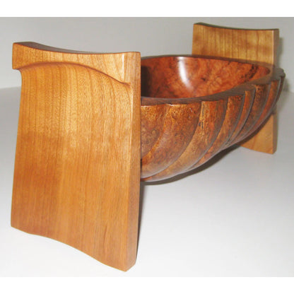 Tom Perez Turned  Figured Cherry and Burl  Wood Seed Pod Vessel