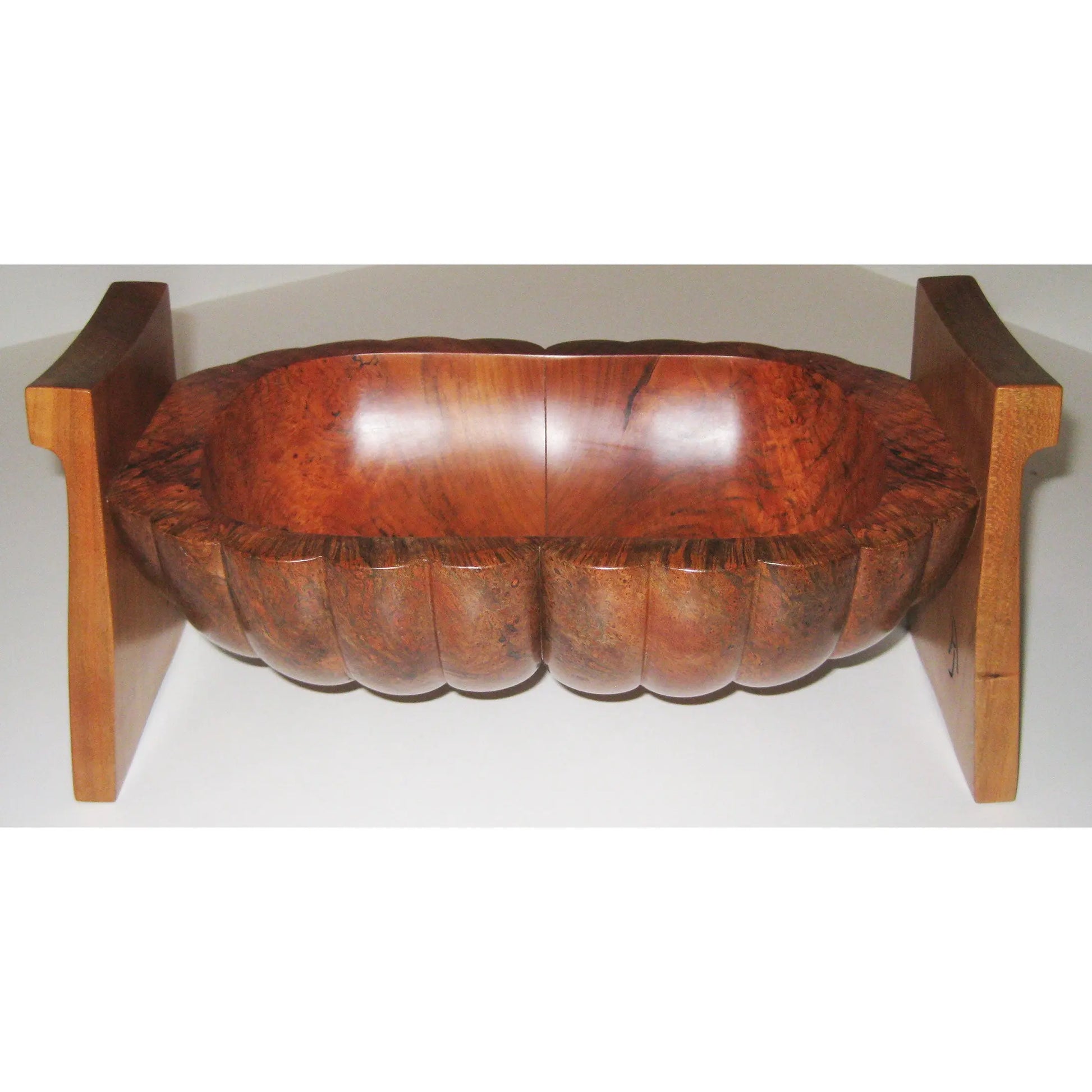 Tom Perez Turned  Figured Cherry and Burl  Wood Seed Pod Vessel