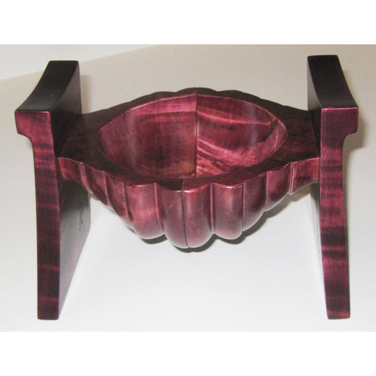 Turned Curly and Dyed Figured Maple Wood Bud Vessel