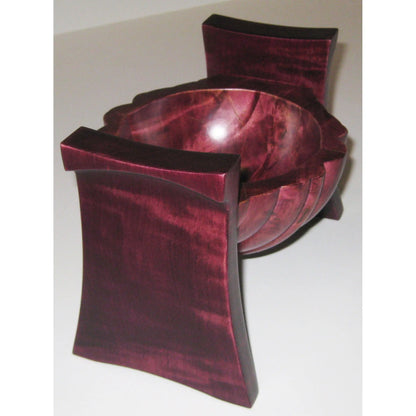 Turned Curly and Dyed Figured Maple Wood Bud Vessel