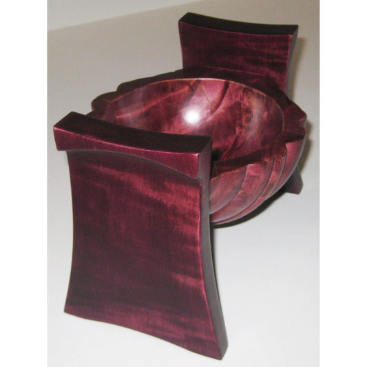 Turned Curly and Dyed Figured Maple Wood Bud Vessel