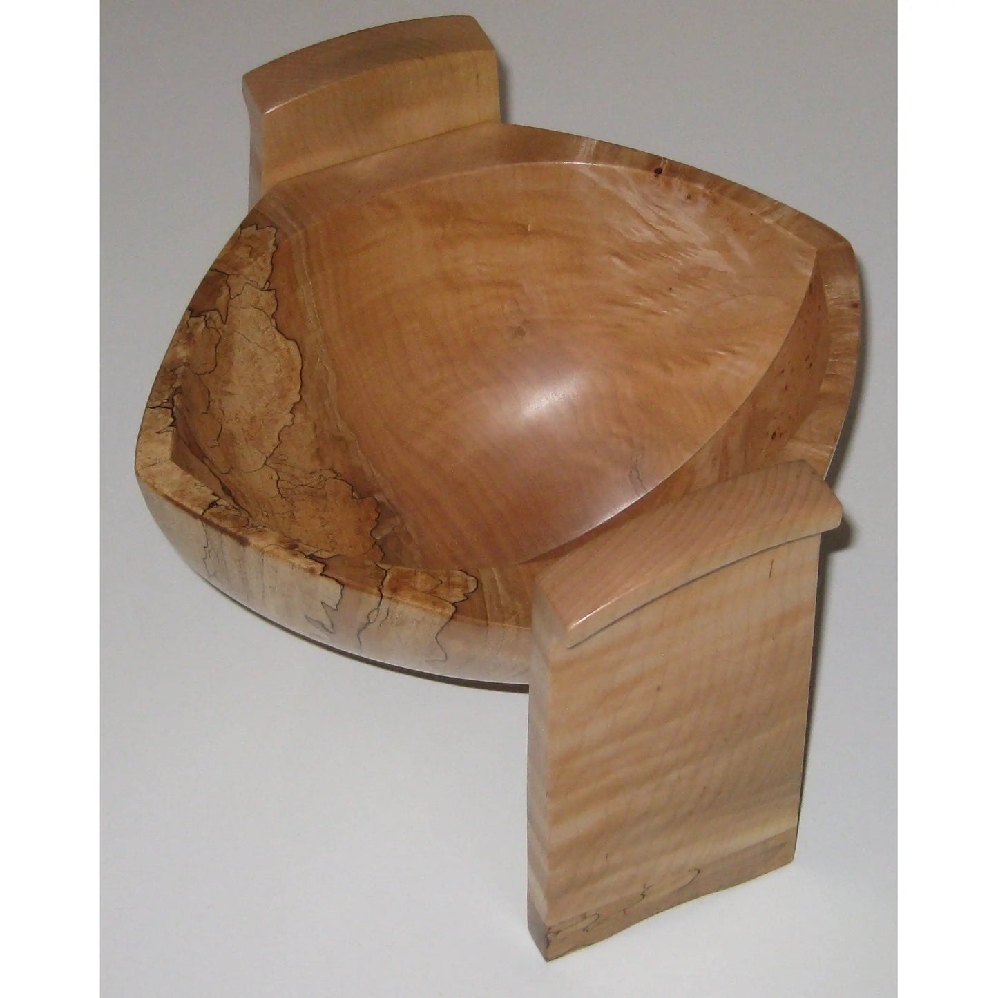 Turned  Figured Spalted Curly and Small Burl Maple Wood Shell Vessel 