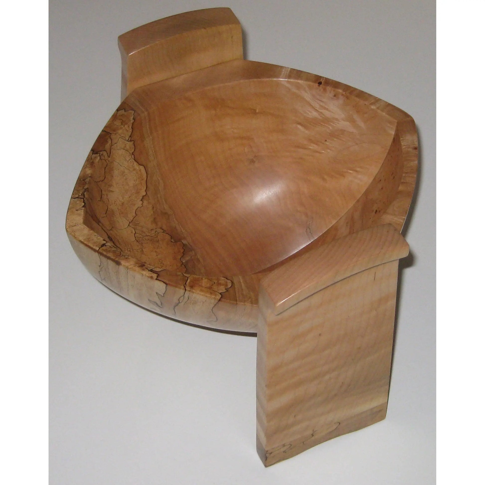 Turned  Figured Spalted Curly and Small Burl Maple Wood Shell Vessel 