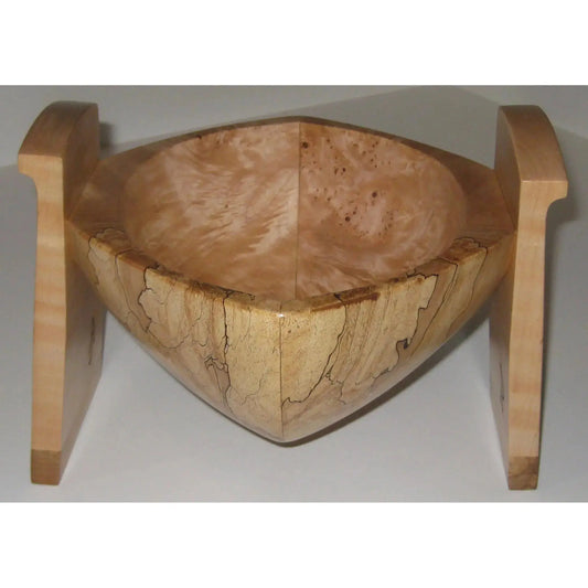 Turned  Figured Spalted Curly and Small Burl Maple Wood Shell Vessel 