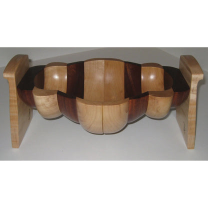 Tom Perez Turned  Laminated Mahogany and Maple Seed Pod Vessel