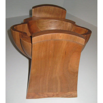 Tom Perez Turned Laminated and Wormy Cherry Wood Bud Vessel