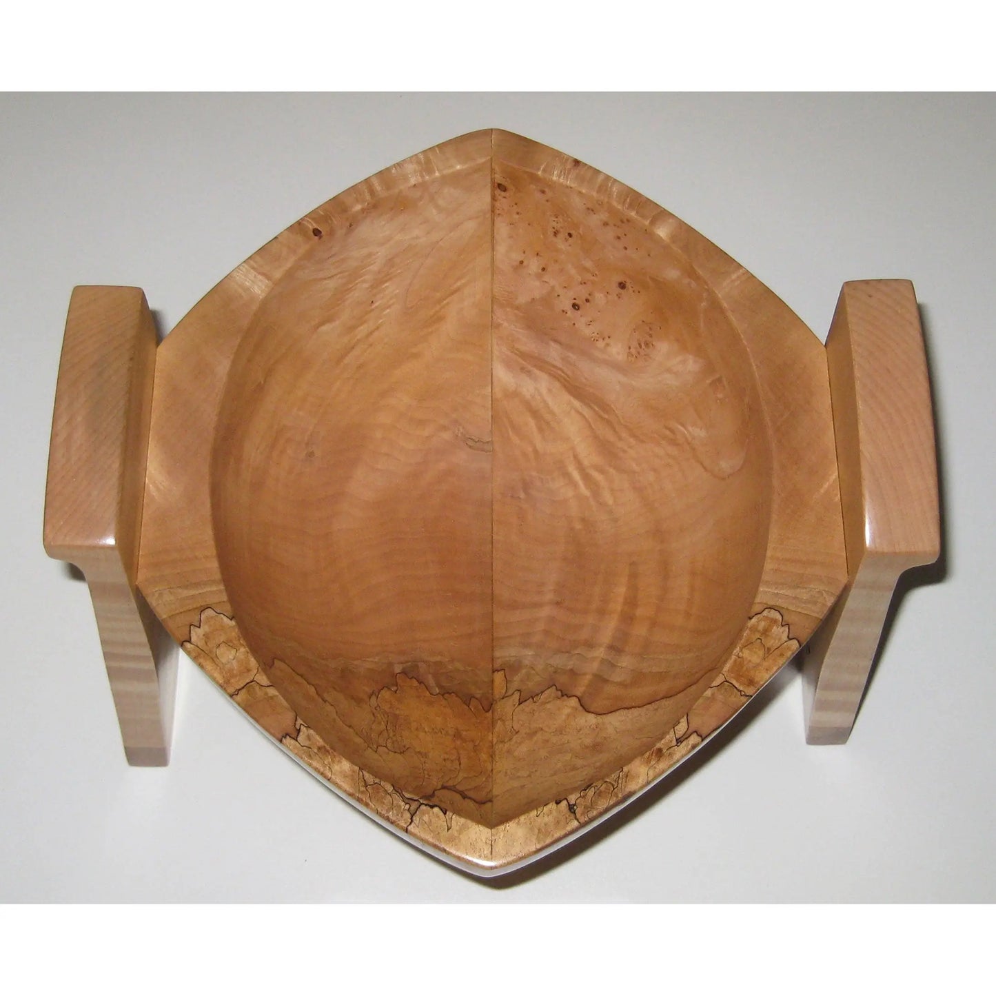 Turned  Figured Spalted Curly and Small Burl Maple Wood Shell Vessel 