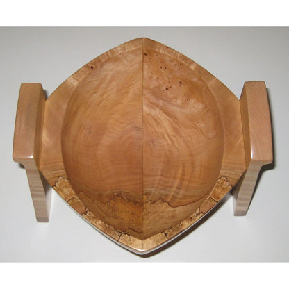 Turned  Figured Spalted Curly and Small Burl Maple Wood Shell Vessel 