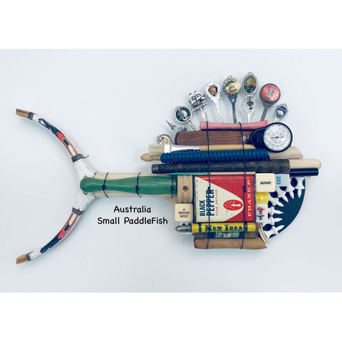 Australia Small Ping Pong PaddleFish with Spoons Fin Fish Wall Art Sculpture by Stephen Palmer Running Dog Studios