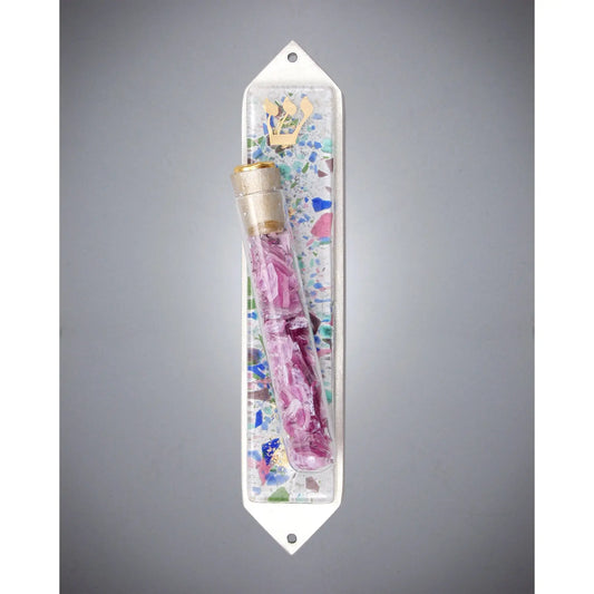 Beames Designs Wedding Mezuzot Fiesta with Shards JZIW, Artistic Artisan Designer Judaica