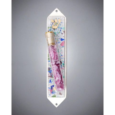 Beames Designs Wedding Mezuzot Fiesta with Shards JZIW, Artistic Artisan Designer Judaica