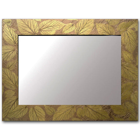 Blindspot Mirror by Deborah Childress Textured Mulberry Leaf Mirror Shown in Bright Olive Artistic Artisan Designer Mirrors