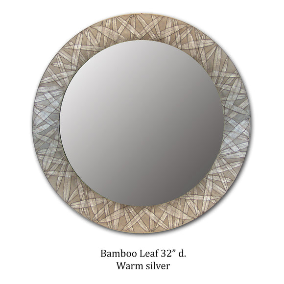 Blindspot Mirrors by Deborah Childress Bamboo Mirror Shown in Warm Silver Artistic Artisan Mirrors