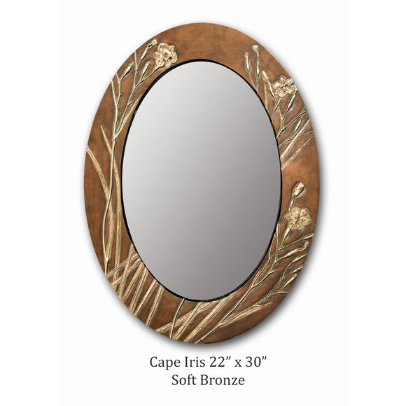 Blindspot Mirrors by Deborah Childress Cape Iris Mirror Shown in Soft Bronze Color Artistic Artisan Mirrors