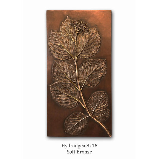 Blindspot Wall Art by Deborah Childress Hydrangea Wall Panel shown in Summer Gold Color Artistic Artisan Wall Art