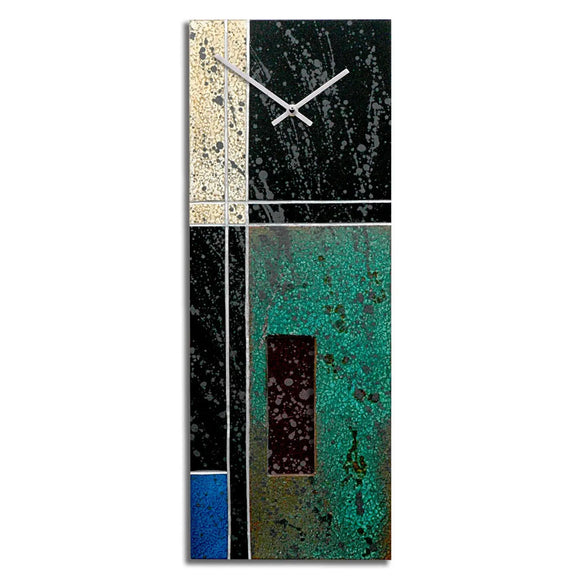 Rickard Studio creates this Composition 1 Pendulum Metal Wall Clock Midnight and Forest