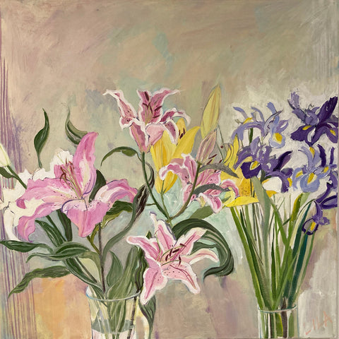 COVID Birthday Flowers C-LB328 Painting by Lila Bacon 04-2020 30x30