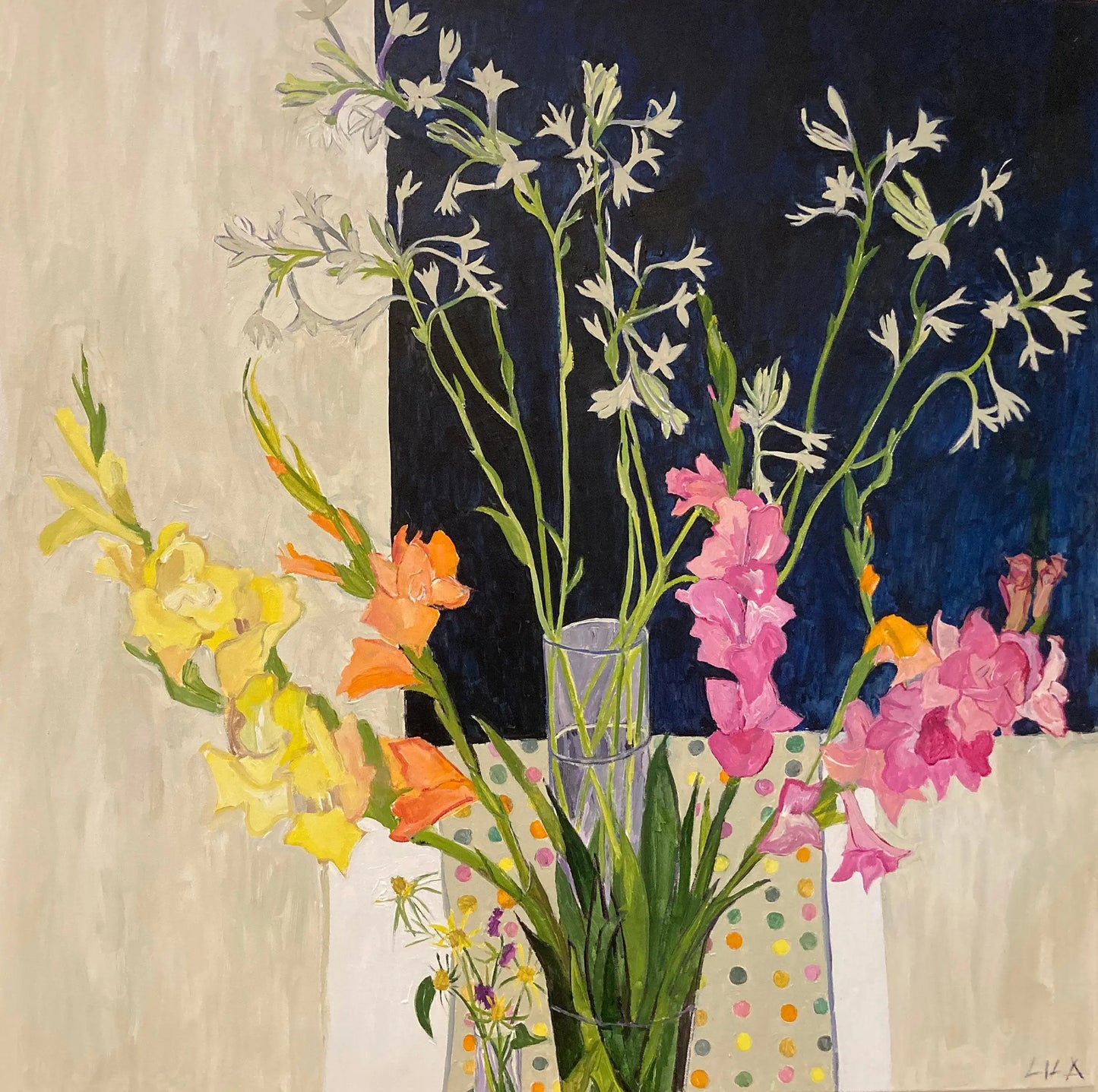 COVID Gladiola C-LB347 Flower Paintings by Painting by Lila Bacon 08-2020 36x36