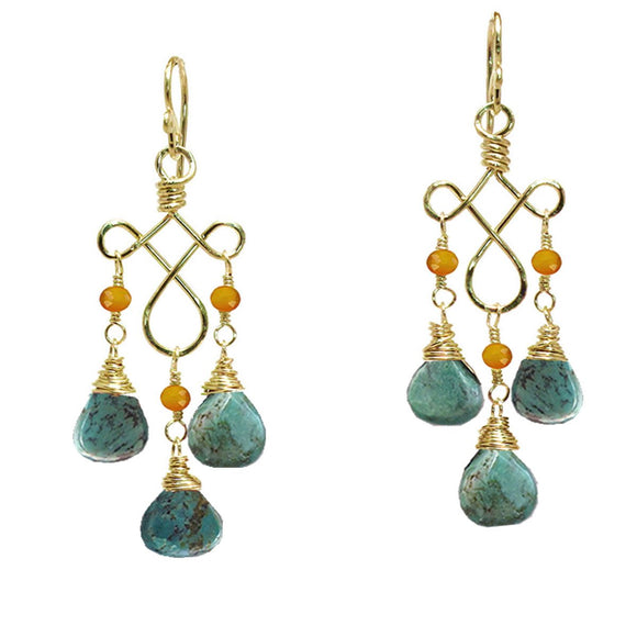Calico Juno Designs Carnelian and Turquoise Earrings G13 Artistic Artisan Designer Jewelry