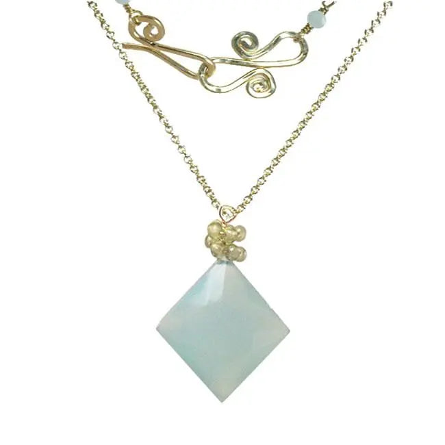 Calico Juno Designs Chalcedony and Peridot Necklace NK304 Artistic Artisan Designer Jewelry