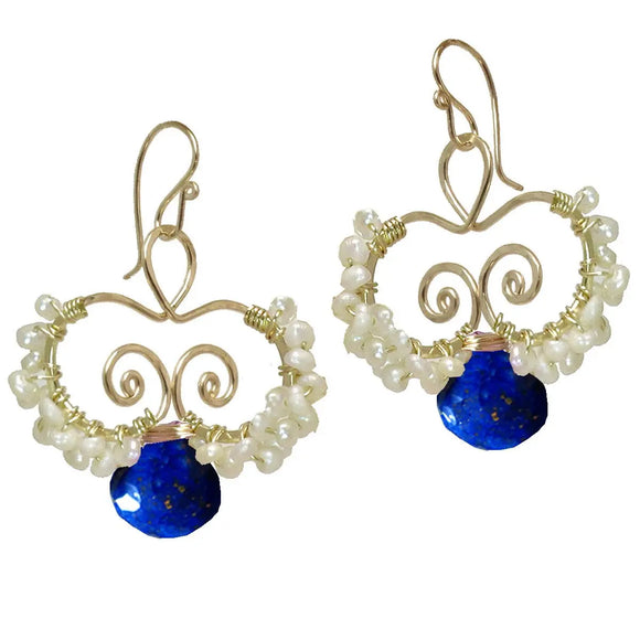 Calico Juno Designs Lapis and Pearl N138 Artistic Artisan Designer Jewelry