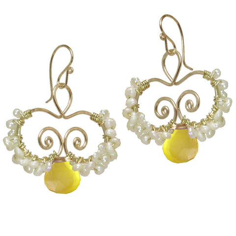 Calico Juno Designs Lemon Chalcedony Earrings N138 Artistic Artisan Designer Jewelry