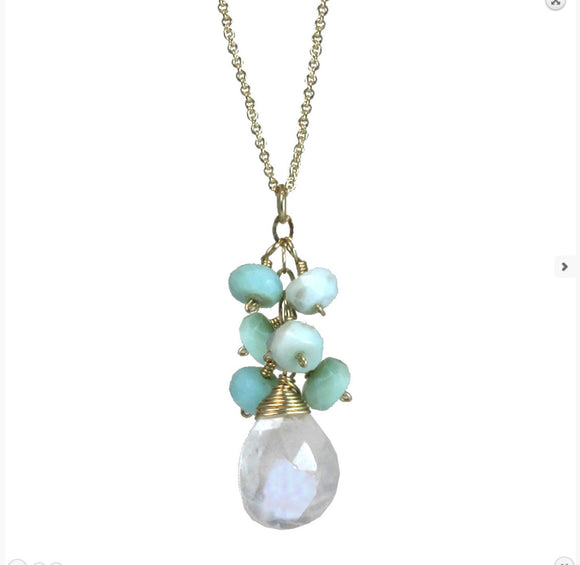 Calico Juno Designs Opal an Moonstone Necklace NK12 Artistic Artisan Designer Jewelry