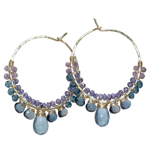 Calico Juno Designs Pale Amethyst Dark Amethyst and Topaz Earrings CLP131 Artistic Artisan Designer Jewelry
