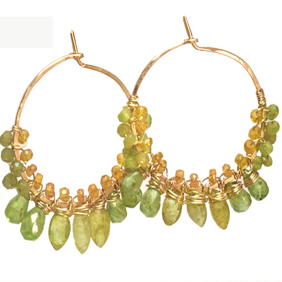 Calico Juno Designs Peridot Mandarin and Green Garnet Earrings CLP110 Artistic Artisan Designer Jewelry