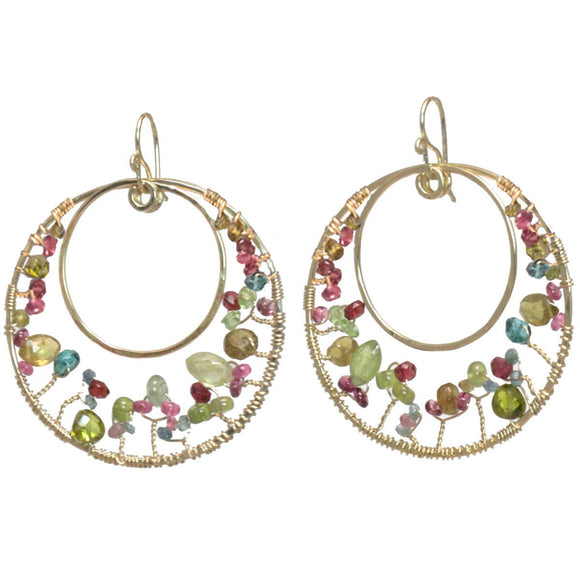 Calico Juno Designs Peridot Ruby and Mandarin Garnet Earrings B120 Artistic Artisan Designer Jewelry