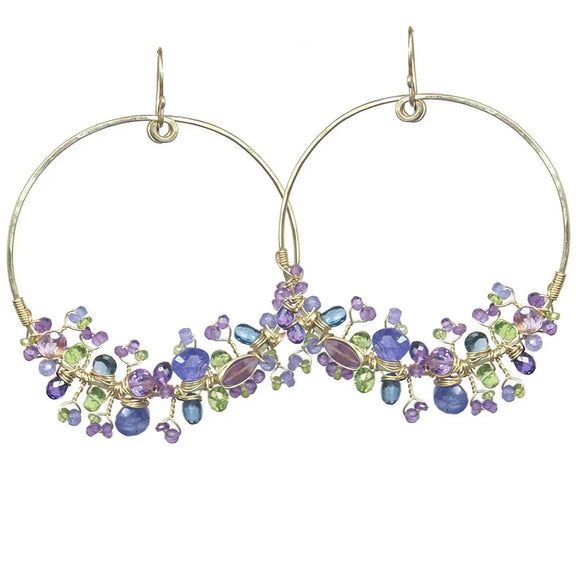 Calico Juno Designs Tanzanite Blue Topaz Amethyst and Peridot Earrings S106 Artistic Artisan Designer Jewelry